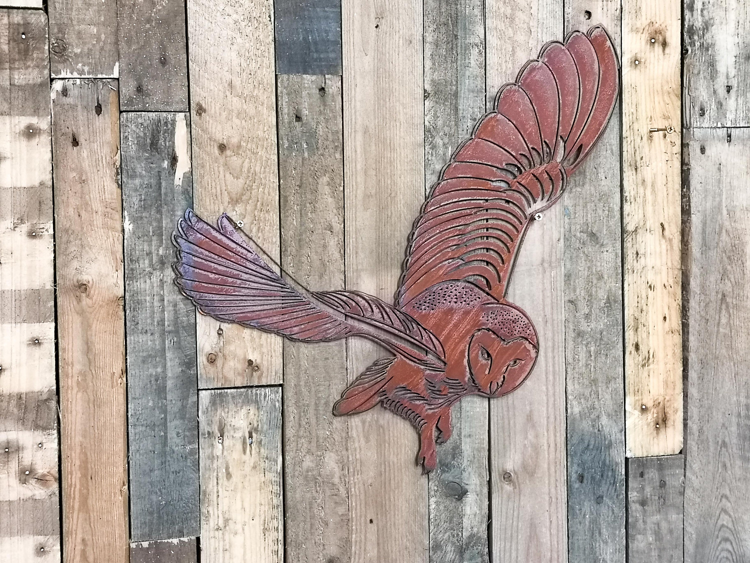 Rusty Metal Owl Wall Hanging / Barn Owl / Owl Wall Art / Metal Etsy UK
