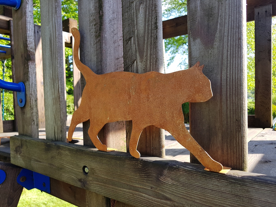 Metal Rusty Cat Fence Topper Cat Silhouette Rustic Art Etsy New Zealand
