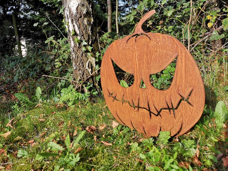 Rusty Metal Halloween Pumpkin / Jack O Lantern / Halloween Garden Decoration / Garden Sculpture / Halloween Yard Art / Halloween Candle image 4