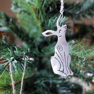 Pagan Christmas Tree Decoration / Winter Solstice Ornaments / Yule Gift / Witch Symbol / Witchy Decor / Altar Display / Moon Goddess Moon Gazing Hare