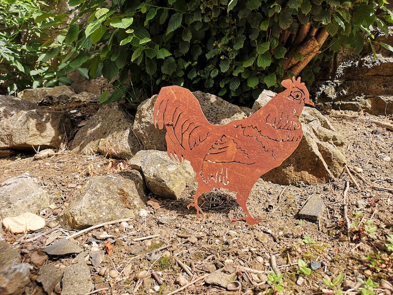 Rusty Metal Cockerel Rusty Rooster Rusty Chicken Garden Ornaments Art Chicken Hen Farm Animals image 2