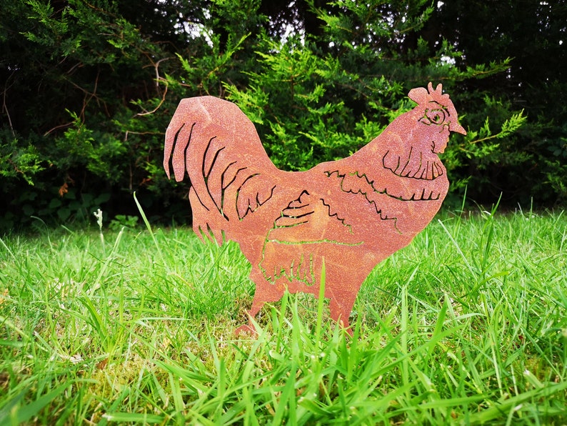 Rusty Metal Cockerel Rusty Rooster Rusty Chicken Garden Ornaments Art Chicken Hen Farm Animals image 1