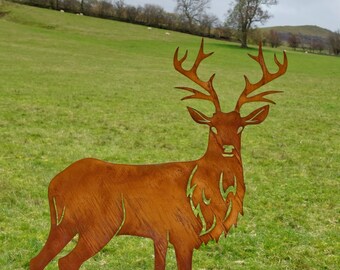 4 Decorazioni Da Giardino In Metallo Arrugginito - Cervo E Albero Di Natale, Per Esterni E Prati - Foto 2
