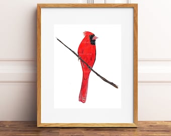 Red Cardinal Print, Red Cardinal Printable, Bird Print, Printable Bird Art, Bird Wall Art, Animal Wall Art, Home Decor, , INSTANT DOWNLOAD