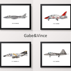 Airplane Prints, Airplane Print, Set of 4 Fighter Jet Airplane Prints, Fighter Jet, Boys Room Wall Art, Airplane Wall Art Decor