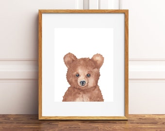 Watercolor Baby Bear Print: Woodland Nursery Art (Digital Download)