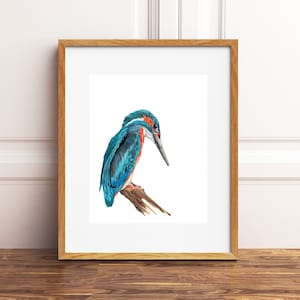 Eisvogel Aquarell Print: Küsten Strandhaus Wandkunst