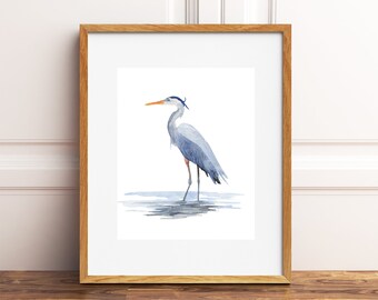 Single line art of standing heron Heron printable One Line Art Bird minimalist wall art