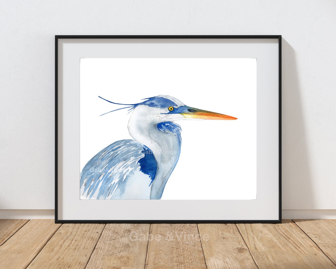 Great Blue Heron Printable, Blue Heron, Coastal Wall Art, Beach House ...