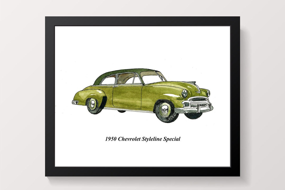Printable Classic Car, Vintage Car Print, 1950 Chevy, Car Printable