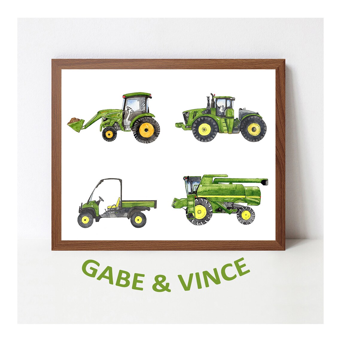 Green Tractors Poster Printable Tractors Kids Room Decor Etsy