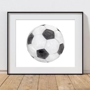 Soccer Ball Watercolor Print, Soccer, Boys Room Wall Art, Soccer Ball Print, Sports Theme Watercolor Print, Sports Decor, DIGITAL DOWNLOAD