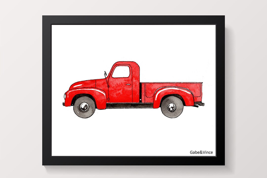 Red Truck Print, Printable Watercolor, Boys Wall Art, Kids Room Wall ...