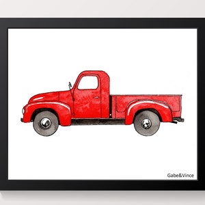 Red Truck Print, Printable Watercolor, Boys Wall Art, Kids Room Wall ...