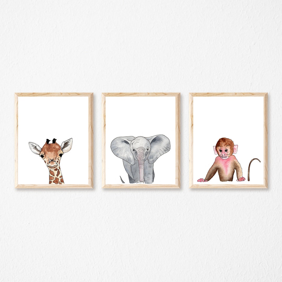 Safari Nursery Printables, Set of 3, Watercolor Printable, Nursery ...