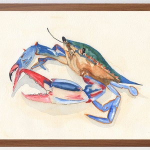 Blue Crab Watercolor Print, Blue Crab, Coastal Wall Art, Beach House Wall Art, Home Decor, Blue Crab Art Print, Watercolor, PHYSICAL PRINT