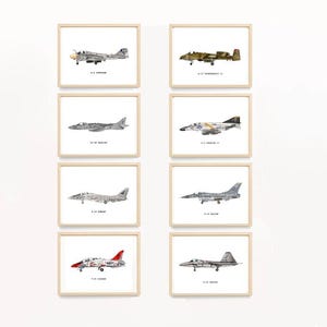 Watercolor Airplane Prints: Fighter Jet Nursery Art (Digital Download)