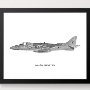 AV8B Harrier Watercolor Print: USMC Aviation Art