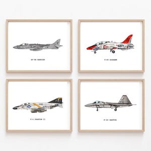 Fighter Jet Watercolor Print Set: Aviation Wall Art (Digital Download)