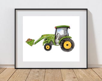 Watercolor Combine Print: Boys Room Farming Decor (Digital Download)