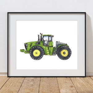 Watercolor Green Tractor Print: Boys Room Farming Decor (Digital Download)