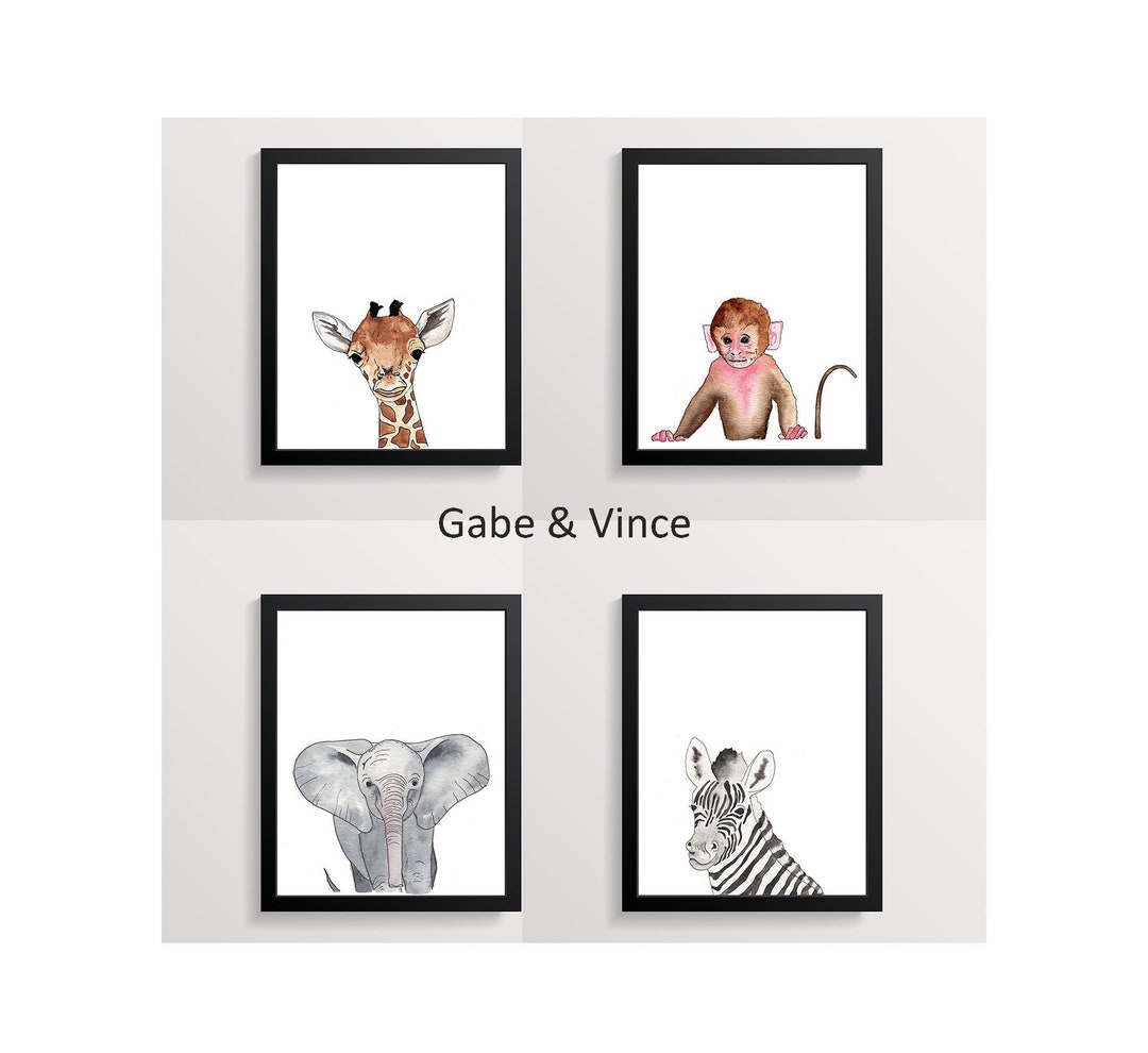 Safari Nursery Printables, Set of 4, Watercolor Printable, Nursery ...