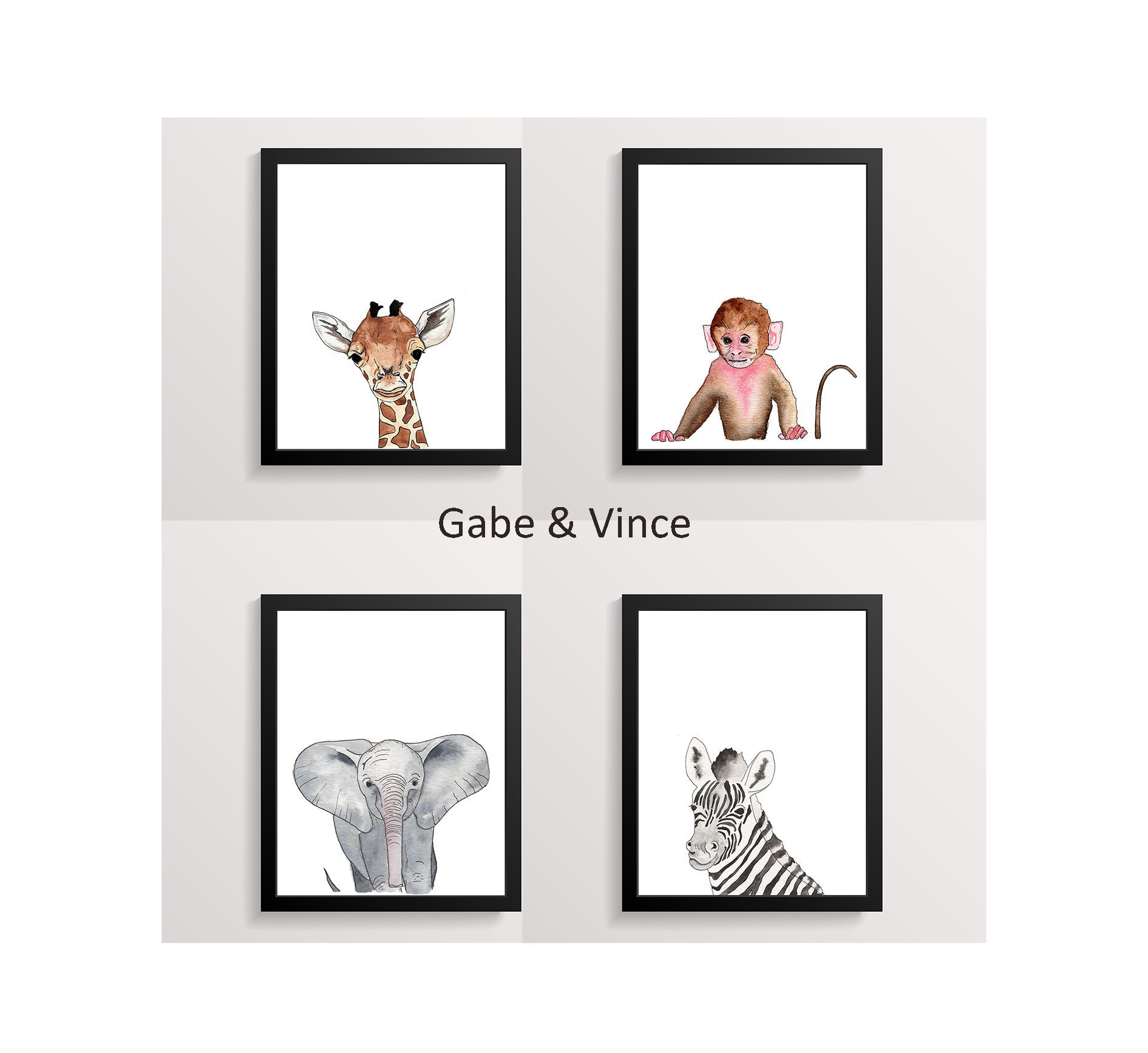 Safari Nursery Printables Set of 4 Watercolor Printable | Etsy