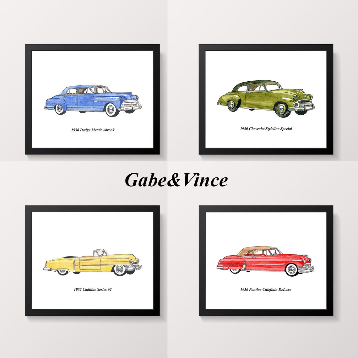 Printable Classic Cars Set of 4 Vintage Car Prints Car - Etsy