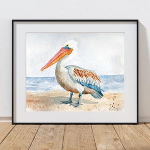 Brown Pelican Giclée Watercolor Print, Coastal Wall Art on Somerset Velvet Paper from an Original Watercolor Painting by ©Gabe&Vince