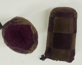 Padded Pouch For Glass Pipes Medium Corduroy Patch Design Size 9" x 4"