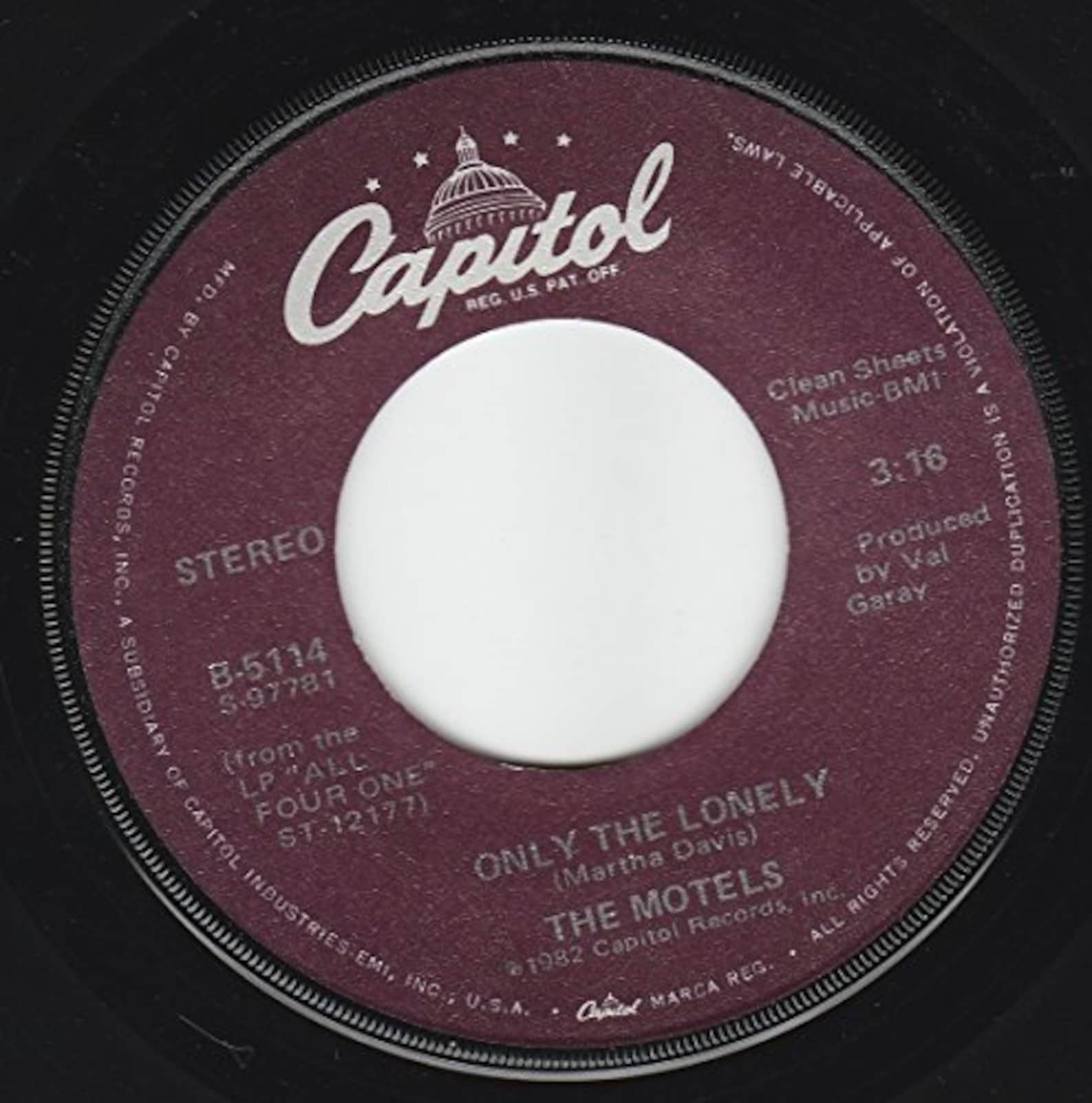 The Motels / Only The Lonely/Change My Mind 7 45 Vinyl Etsy