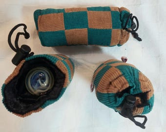 Funda acolchada para pipas de vidrio, delgada, de pana verde y beige, tamaño 6.5" x 2.5", envío gratis.