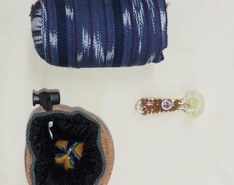 Padded Pouch For Glass Pipes Small Guatemalan Jaspe Design Size 6.5" x 3"