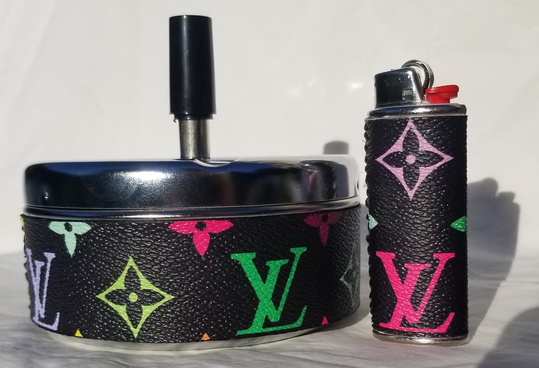 Black Monogram Multicolor Louis Vuitton Ashtray and Lighter | Etsy