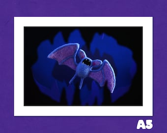 Zubat A5 Fibre Art Digital Print Pokemon