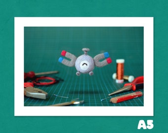 Magnemite A5 Fibre Art Digital Print Pokemon