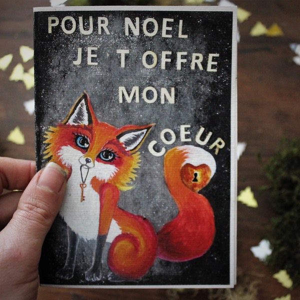 Carte de Noël artisanale acrylique, Renard