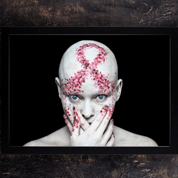 Tirage A3 collection limitée photographie fine art body painting octobre rose femme cancer