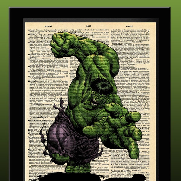 Incredible Hulk Inspired Dictionary Print 8x11