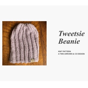 Tweetsie Beanie Pattern/ Knit Beanie Pattern/ Knit Pattern/ Beanie Pattern/ Tweetsie Beanie/ Slouchy Beanie