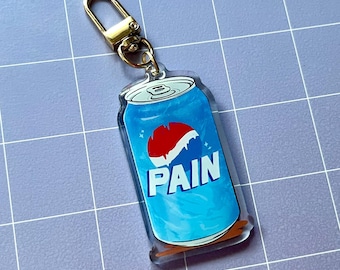 Pain Soda Can 2.25" Acrylic Charm Keychain