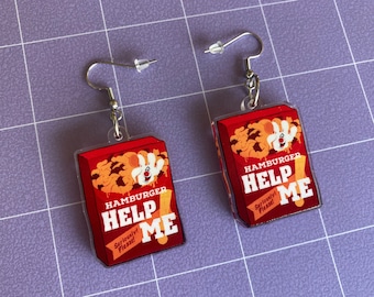 Hamburger Help Me Acrylic Earrings