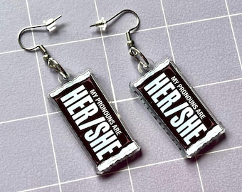 Her/She Chocolate Bar Earrings