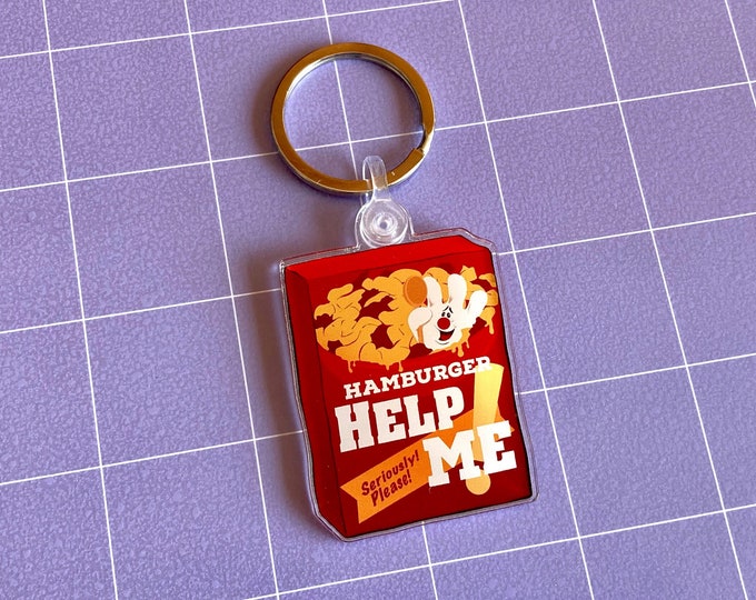 Hamburger Help Me Acrylic Keychain