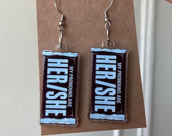 Her/She Chocolate Bar Earrings