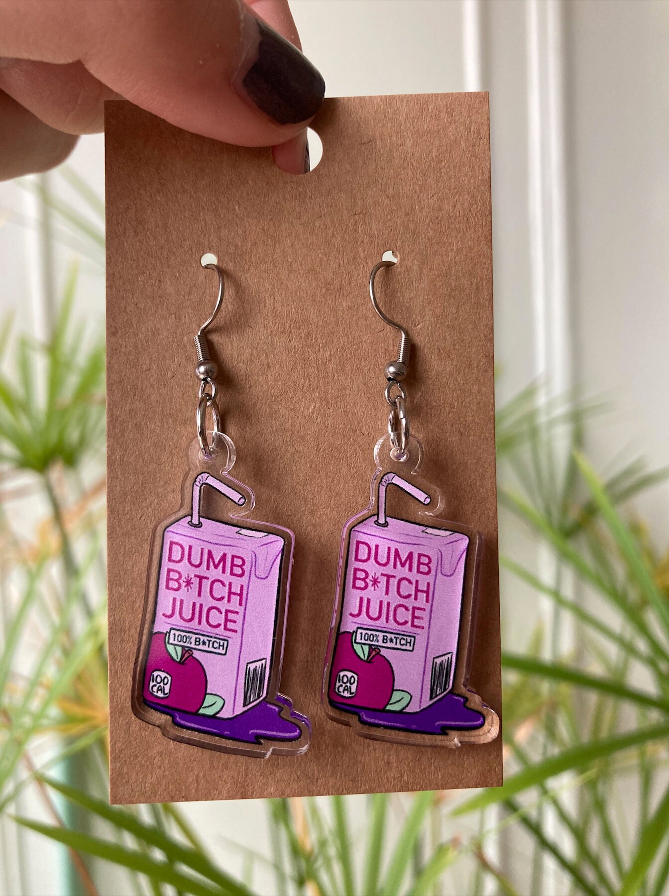 Dumb Btch Juice Earrings Lesbian Earrings Funny Earrings Etsy