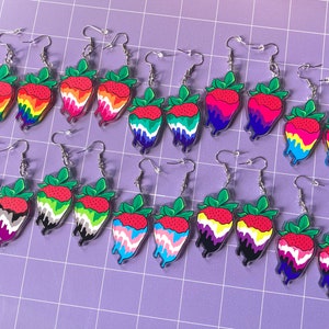 LGBTQ+ Pride Strawberry Acrylic Earrings