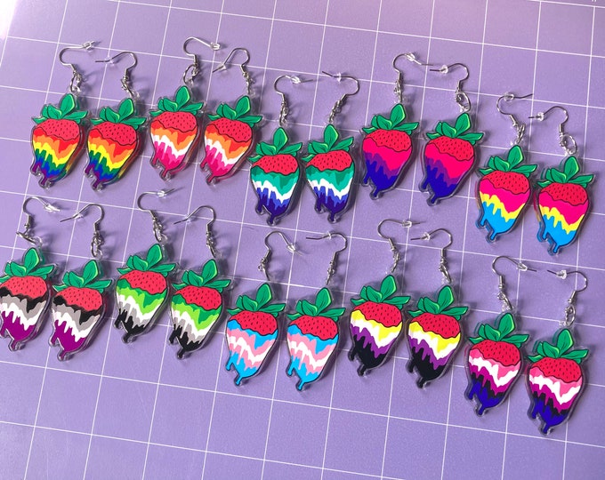 LGBTQ+ Pride Strawberry Acrylic Earrings