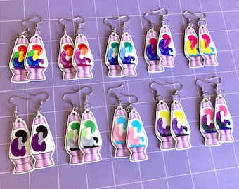 LGBTQ+ Pride Lava Lamp Glow In The Dark Acrylic Earrings