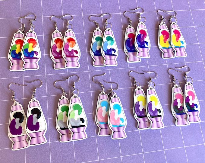 LGBTQ+ Pride Lava Lamp Glow In The Dark Acrylic Earrings